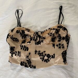 Black Tan Floral Women's Top